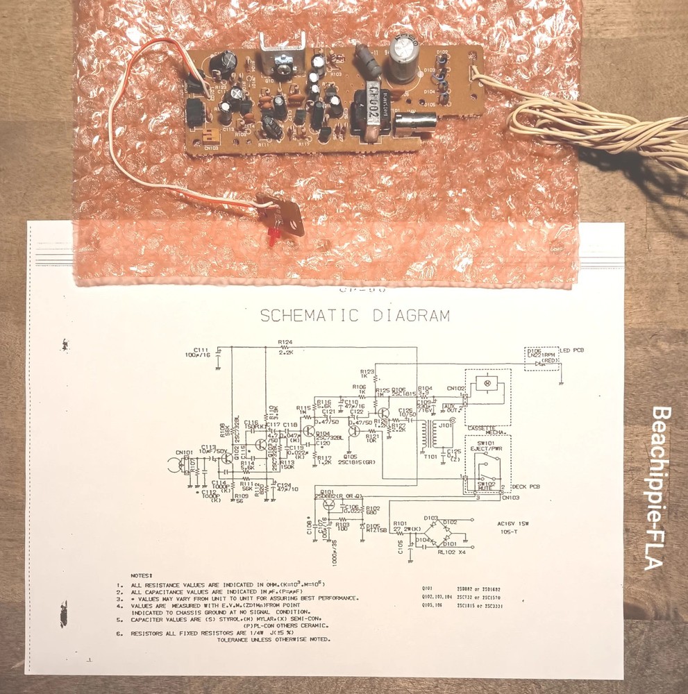 NuTone CP90 Auto-Reverse Cassette Circuit Board - Rebuilt