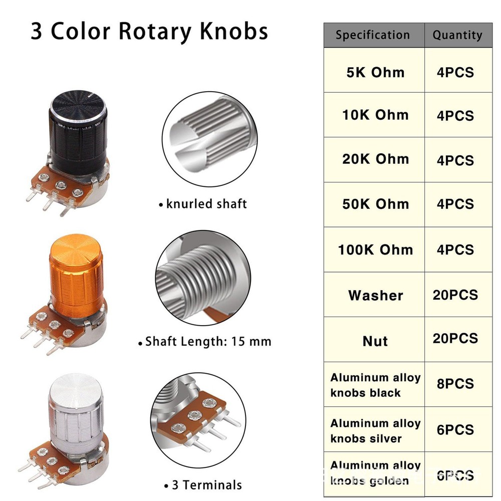 Potentiometer Linear Rotary Audio B Type Variable Resistor For Volume Control