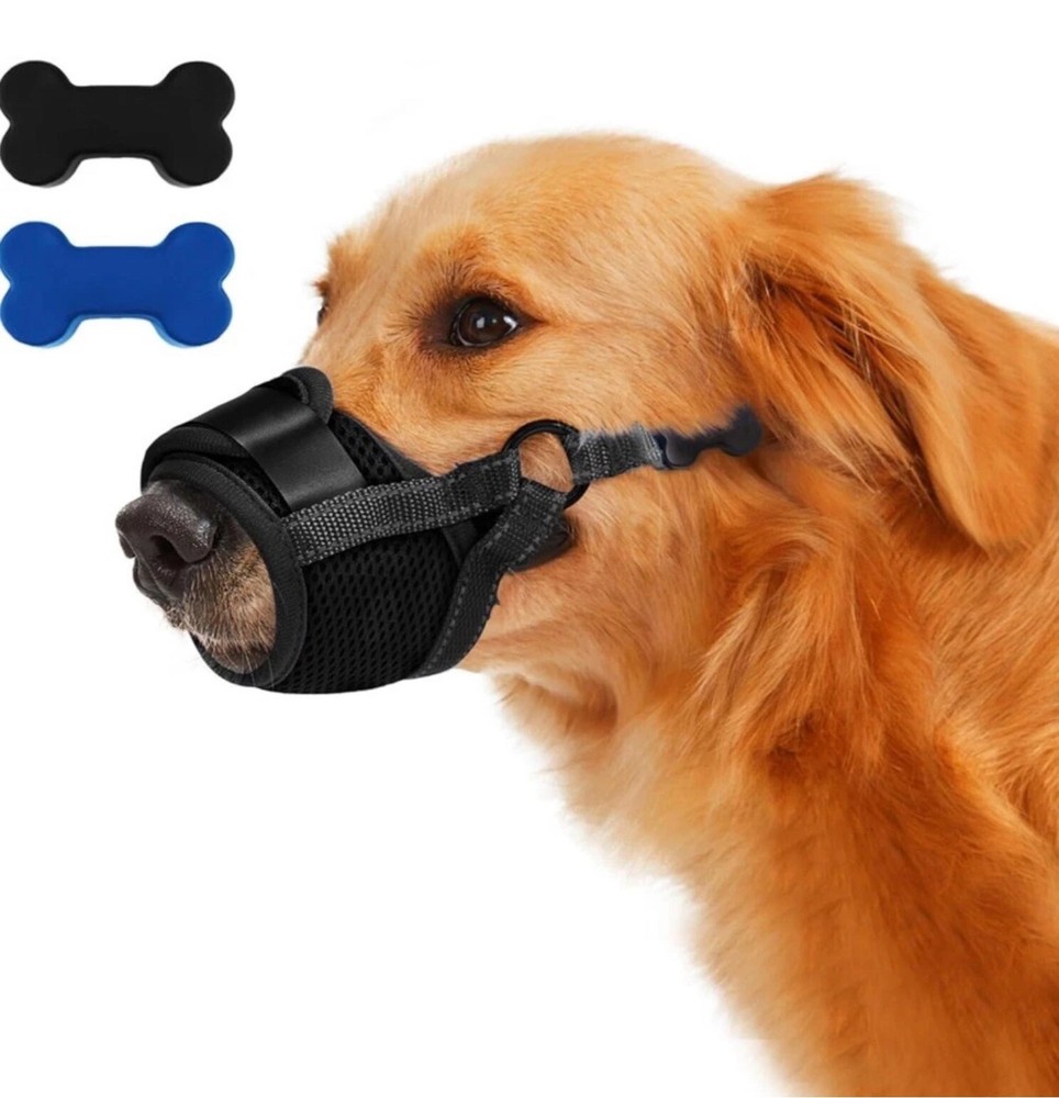 PawWares Dog Muzzle Soft Nylon Adjustable-Breathable-Drinkable | BLACK MEDIUM