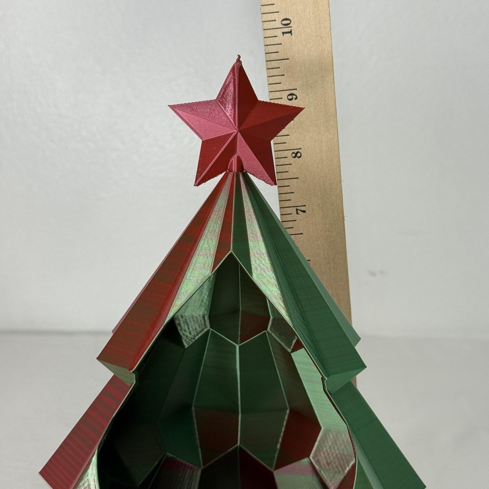 Christmas Tree Candy Dish Holder Red Green Geometric Holiday Decor