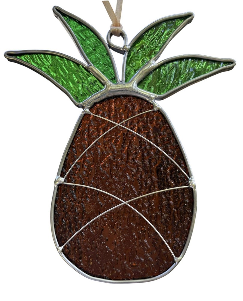 Stained Glass Pineapple Suncatcher Fruit Handcrafted