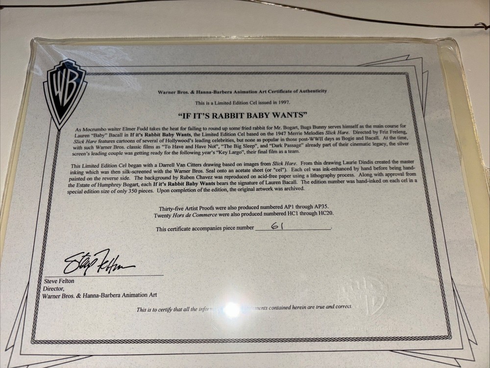 Warner Bros. Limited Edition Cel