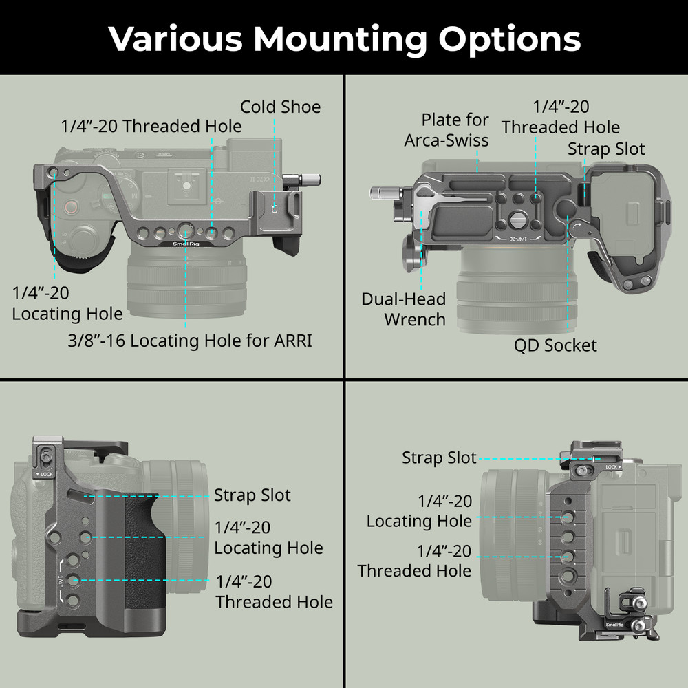 SmallRig HawkLock Quick Release Camera Cage Kit for Sony A7C II/ A7CR Camera