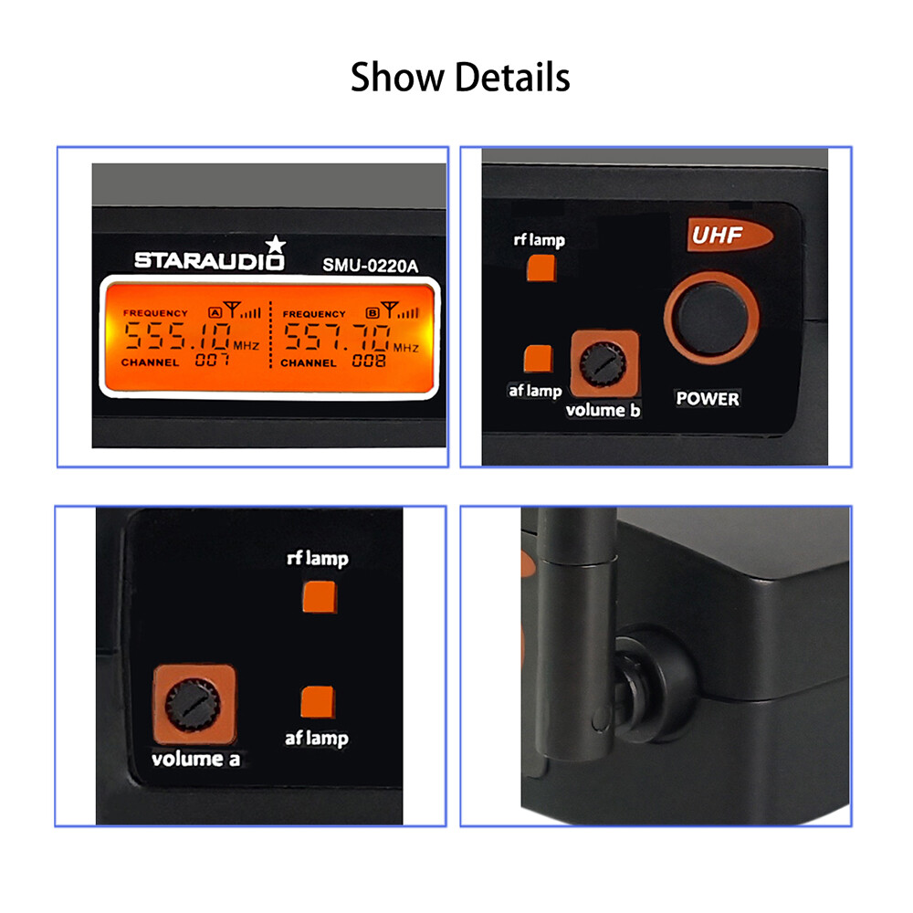 UHF Wireless Microphone System 2 Channel Dynamic Handheld Mic Karaoke Audio Mic