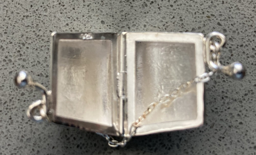 Tiny sterling silver etched purse pill box