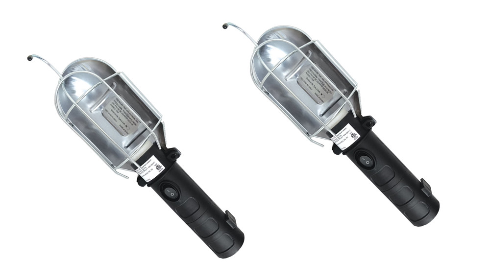 12" Trouble Light, Galvenized Metal Cage with Handle - LED 2 pack