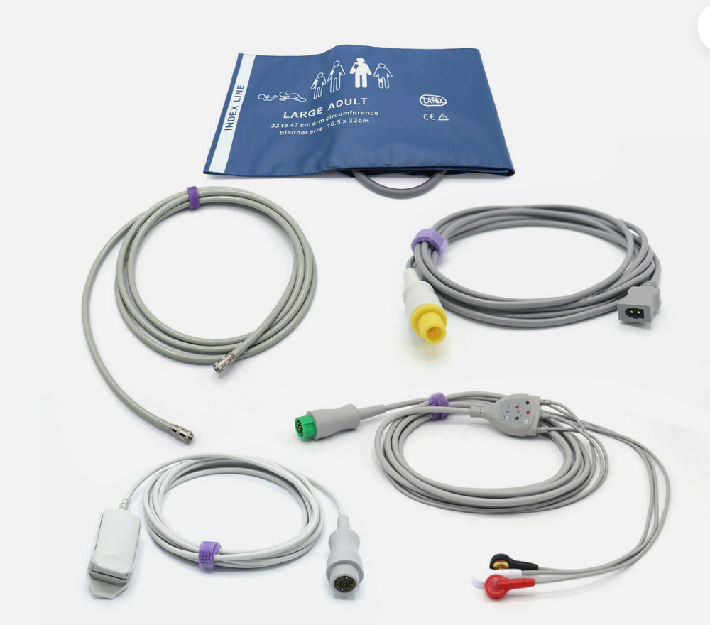 Mindray Accessories Bundle - Cuff, Hose, Nellcor Oximax SpO2, ECG, Temperature