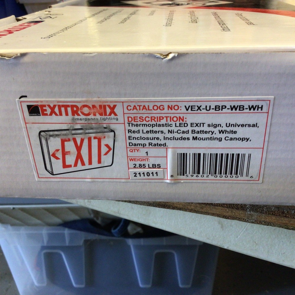 Exitronix emergency lighting Thermo Plastic LED EXIT SIGN VEX Series