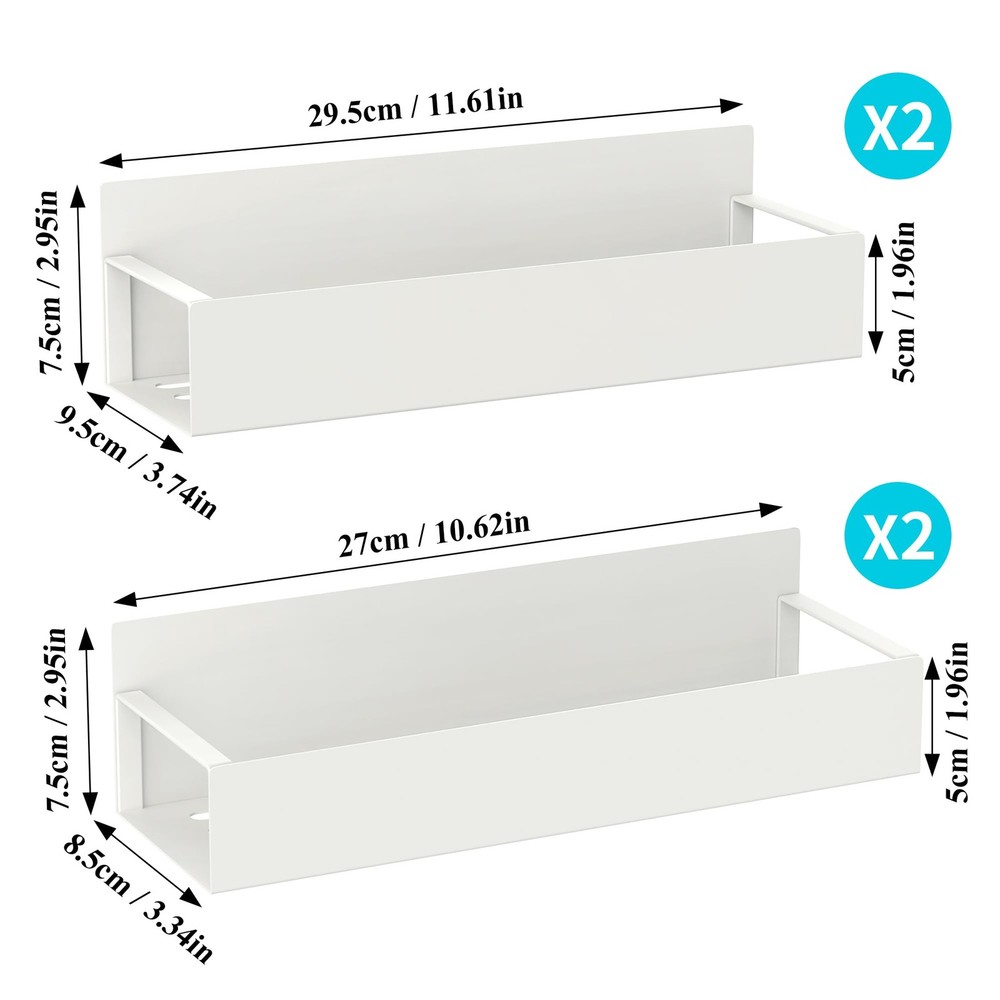 HuggieGems 4 Pack Magnetic Spice Storage Rack Organizer 4 Pack, Cream White