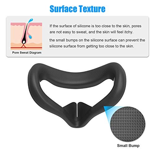 Face Cushion Pad Replacement Compatible with Oculus Quest 2, Silicone Black