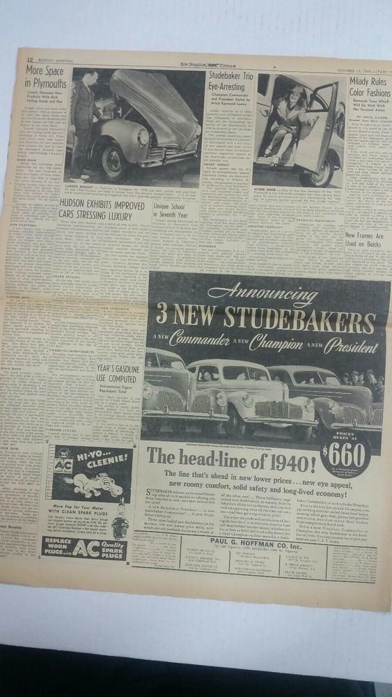 1940 Oldsmobile and Studebaker newspaper ad