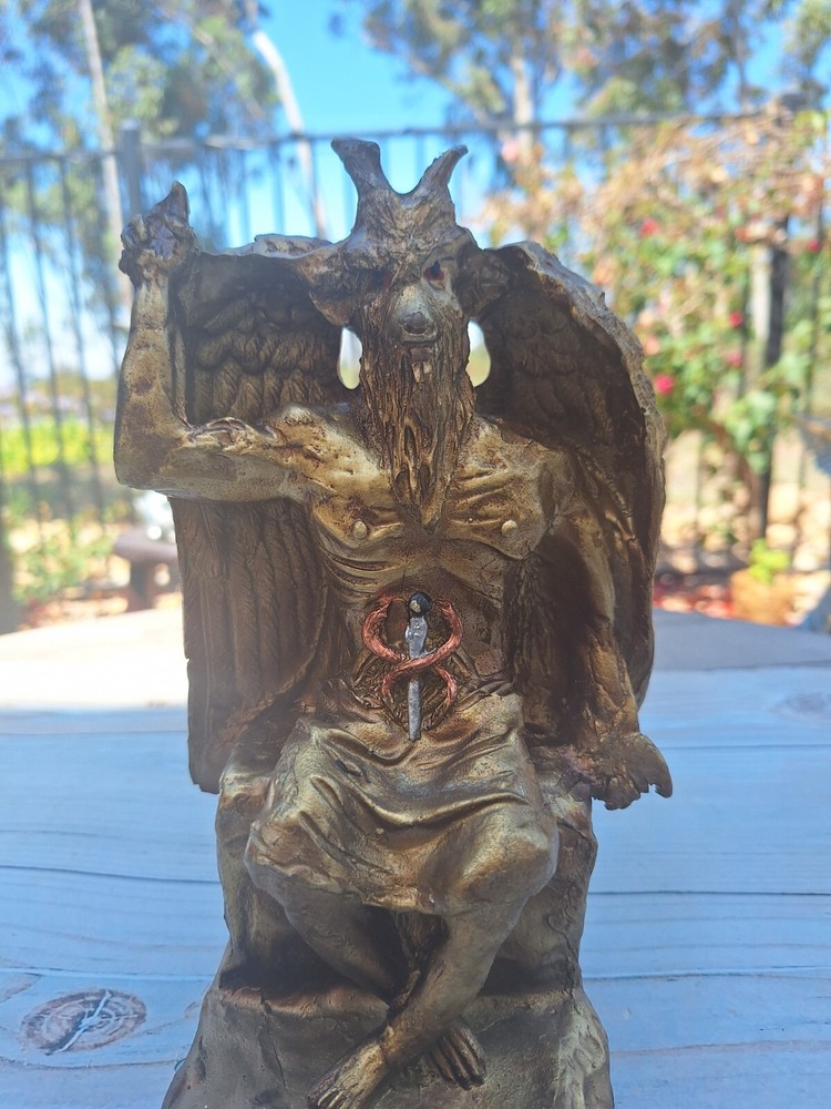 Templar Sabbatic Goat Baphomet Satan Seating Down Color Gold/ Devil /Evil /10X6