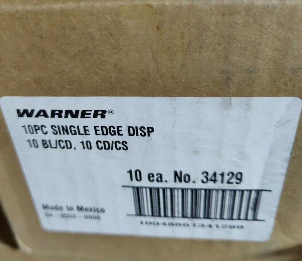 WARNER SINGLE EDGE RAZOR BLADES PACK OF 10