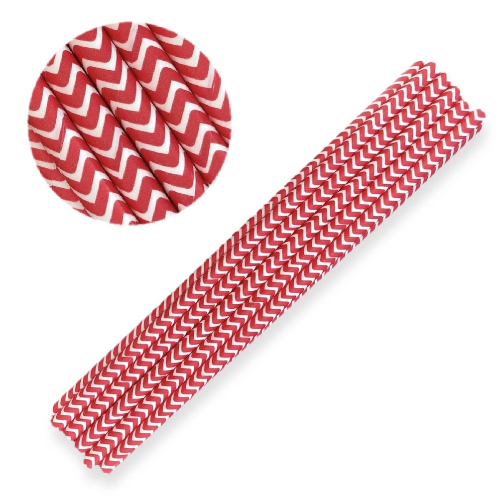 Red and White Chevron Print Cake Pop Straws | Bakell®