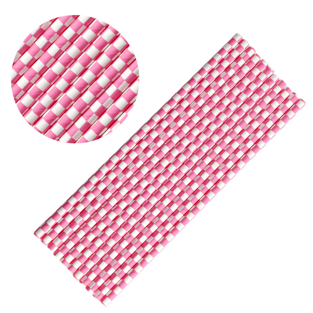 Light Pink Checkered Cake Pop Straws | Bakell®