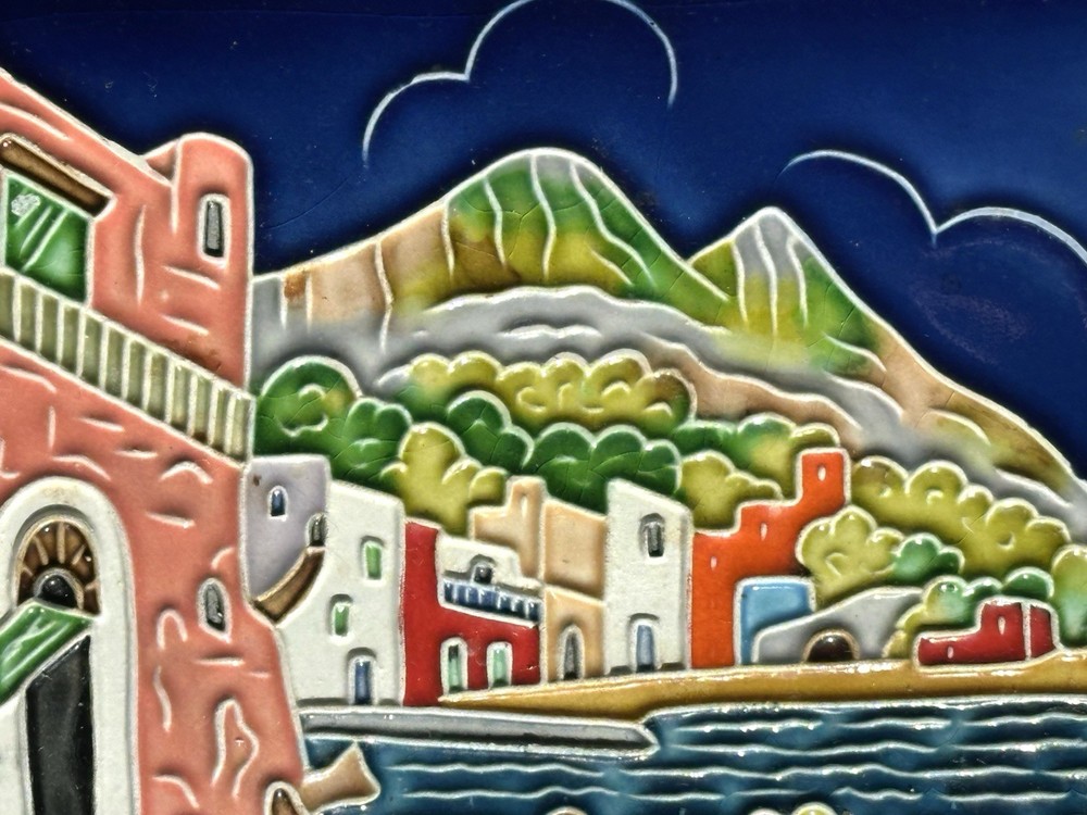 Capri Italian Hand Painted Framed Ceramic Tile 1996