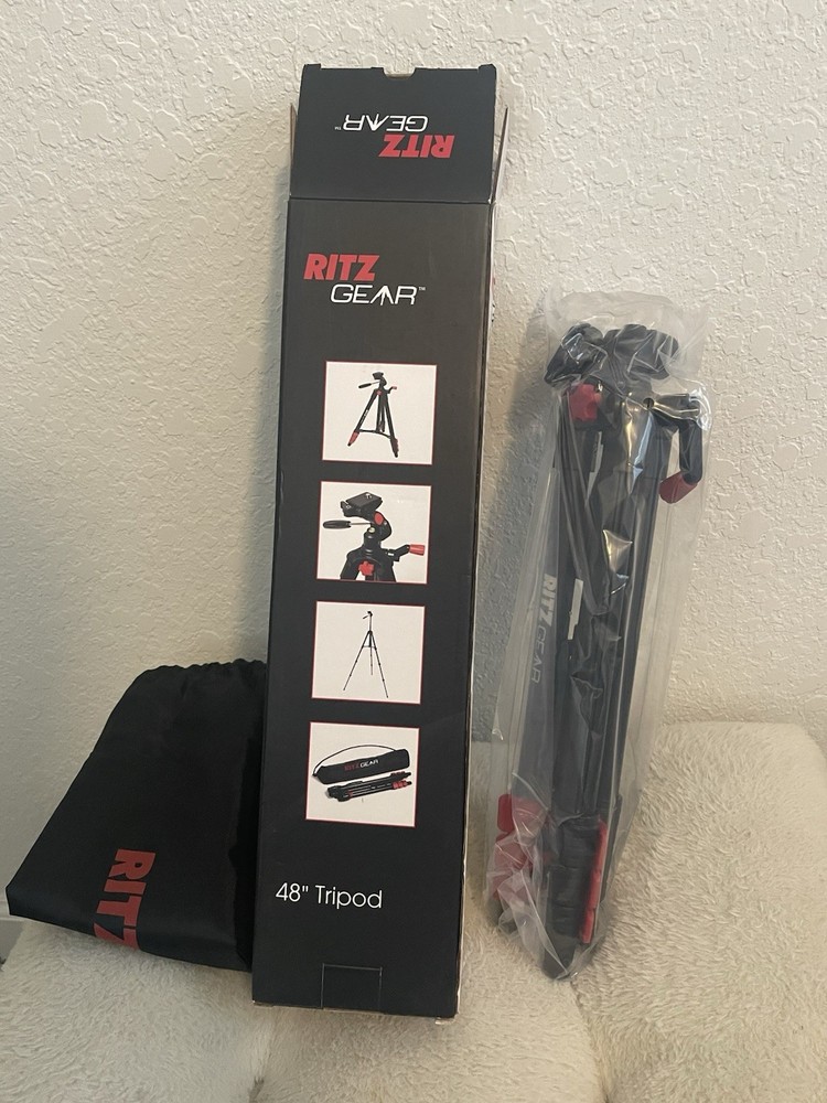 Ritz Gear 48" Height Adjustable Tripod, Black NEW