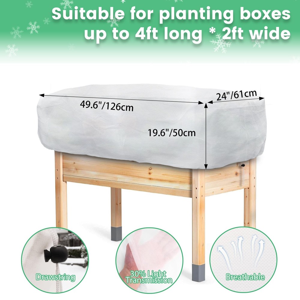 Plant Covers Freeze Protection, 2 Pack 4.1 x 2 x 1.6 ft Rectangular Raised Ga...