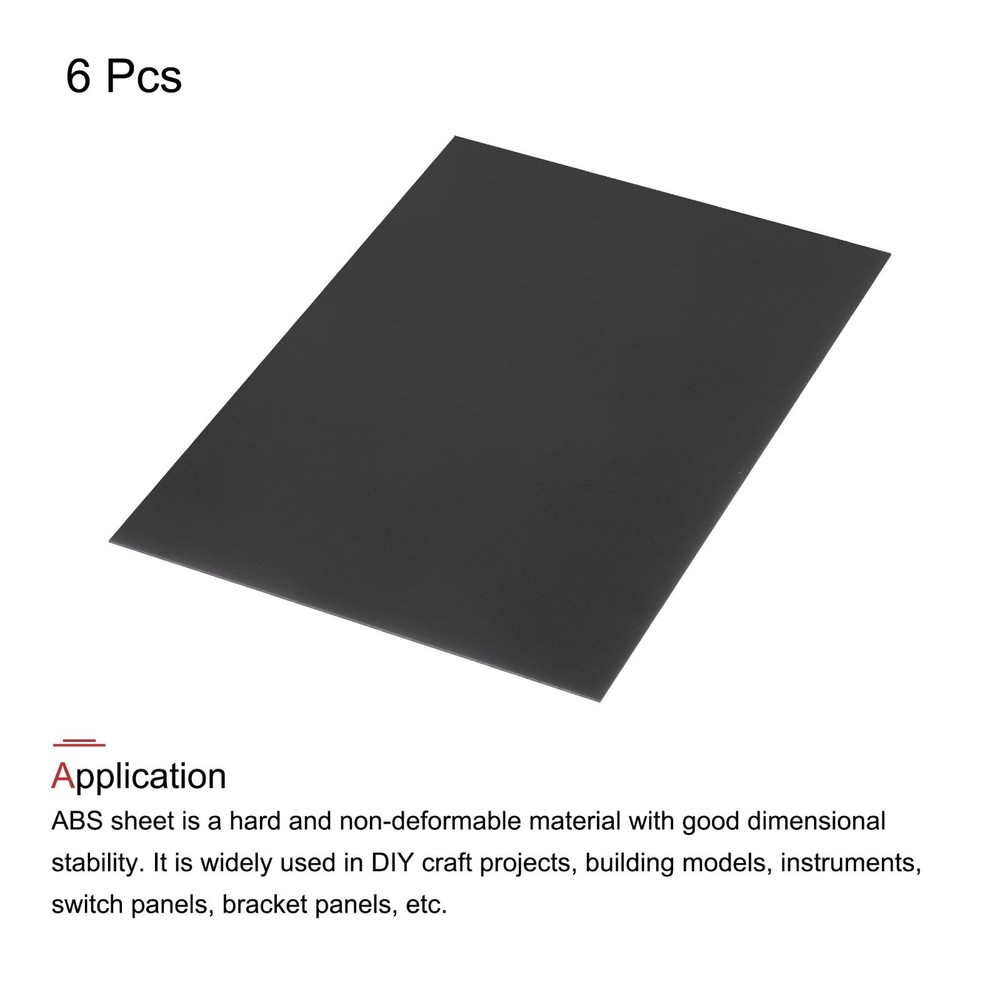 ABS Plastic Sheet 12" x 8" x 0.06" ABS Styrene Sheets Black 6 Pcs