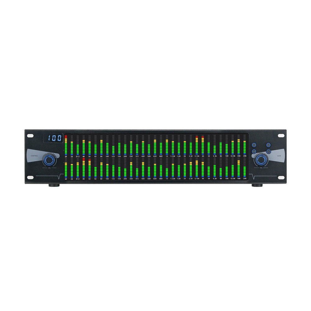 220V Graphic Equalizer Digital Equalizer Dual 31-Band Spectrum Display for Stage