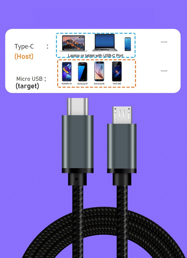 6ft USB C to Micro USB Cable USB Type-C to Micro B OTG Sync Data Charging Cord