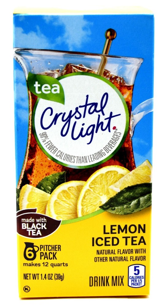 4 12-Quart Boxes Crystal Light Lemon Iced Tea Drink Mix