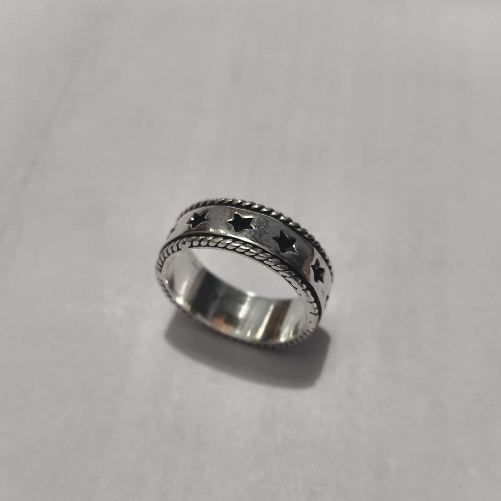 Solid 925 Silver Star Spinner Band | Boho Celestial Symbol Ring Gift for Her Him