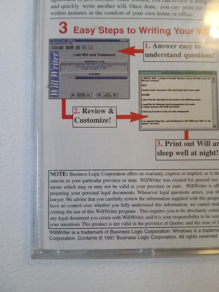 Will Writer Software CD-ROM