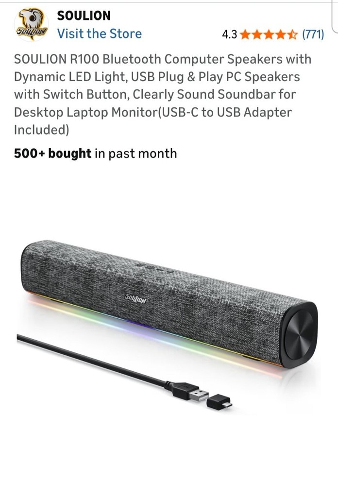 Computer Speaker Soundbar Wired/wireless Color Changing