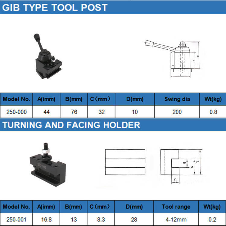 6Pack Wedge Type Quick Change Tool Post Set Fit for 6-9inch Swing Small Lathe