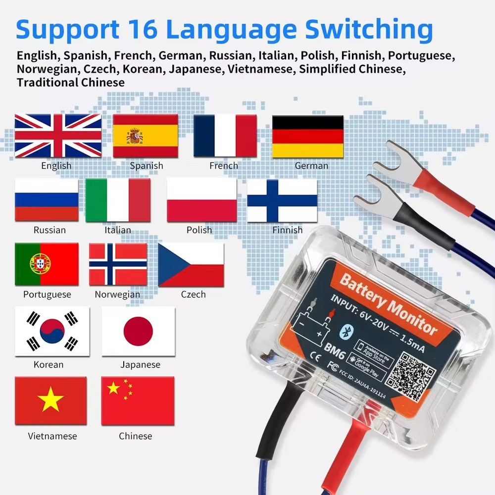 Wireless Battery Tester Load Analyzer 12V Cranking Charging Test For IOS Android