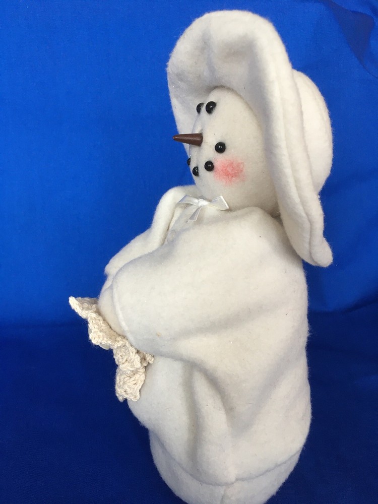 Snowman Snowgirl Primitive 9.5" Weighted Bottom