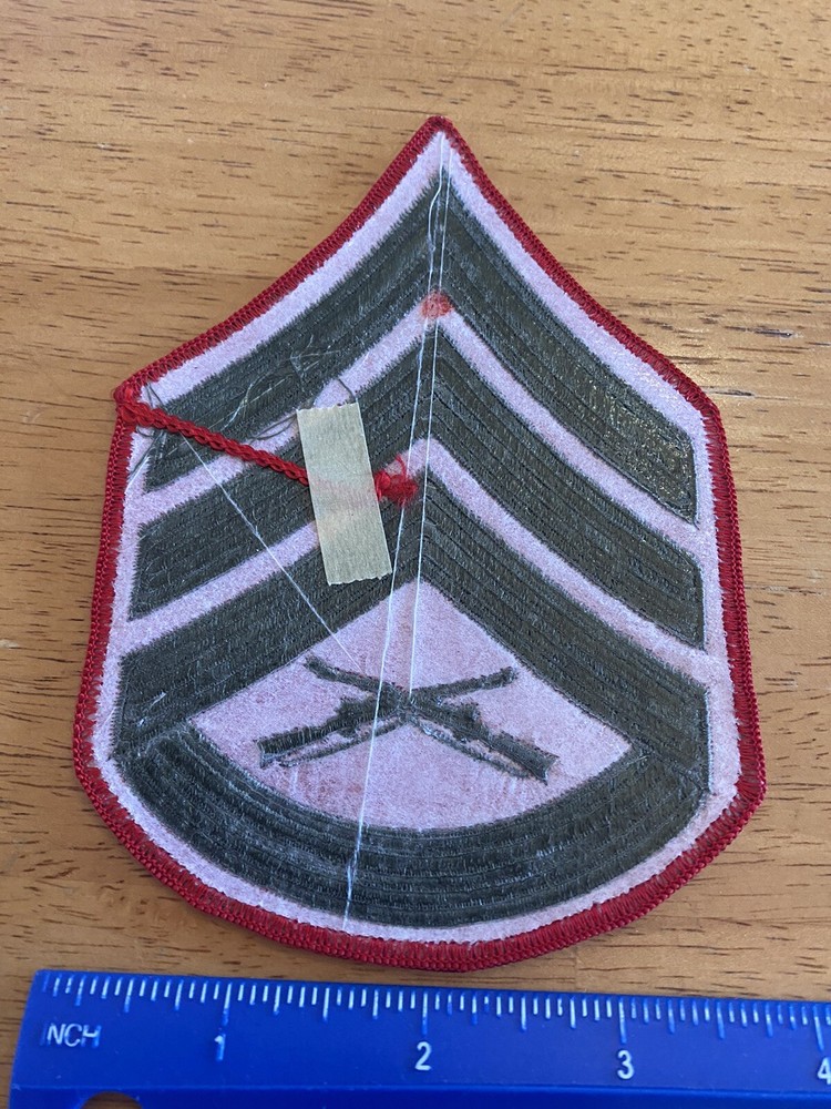 Staff Sergeant USMC Red Green Enlisted Rank Patch INV9532