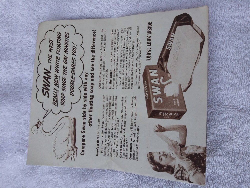 Swan Soap Advertising Original Vintage