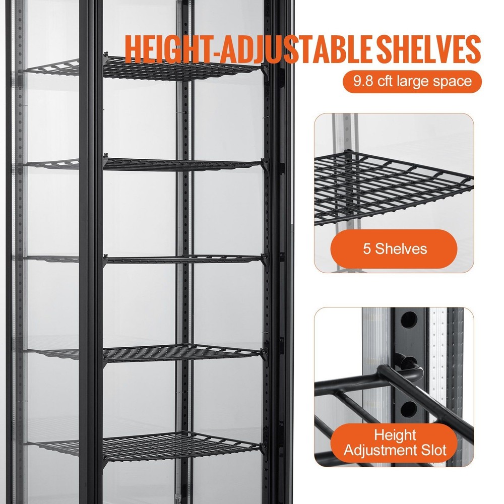 5-Tier 278L 9.8cuft Refrigerated Display Case & Bakery Fridge, Adjustable