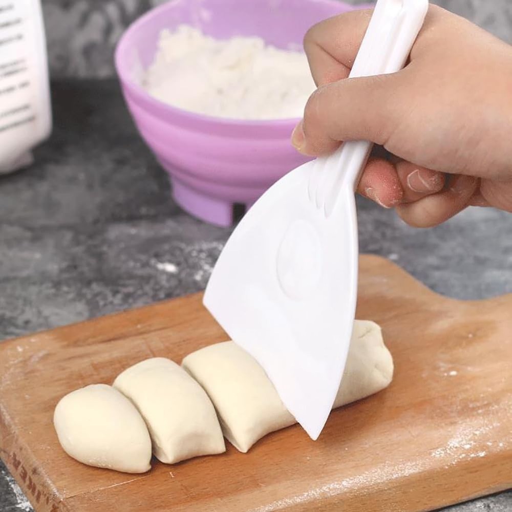 2 Pcs White Plastic Dough Scraper Cutters, Bread Chopper Separator, Flour Scr...