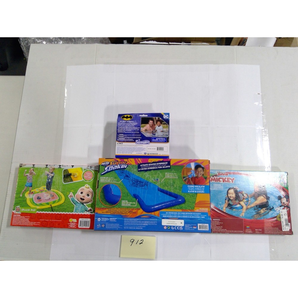 Nerf Super Soaker Slider Cocomelon Splash Pad Mickey Float Batman Boat Bundle