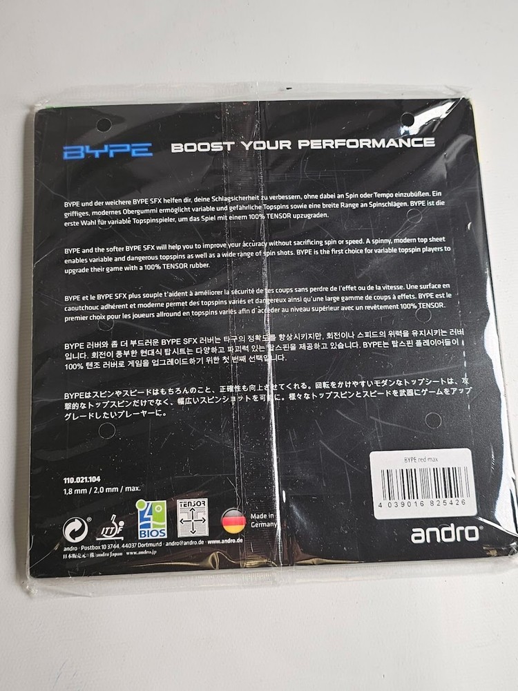 Andro Bype Table Tennis & Ping Pong Rubber Red Max