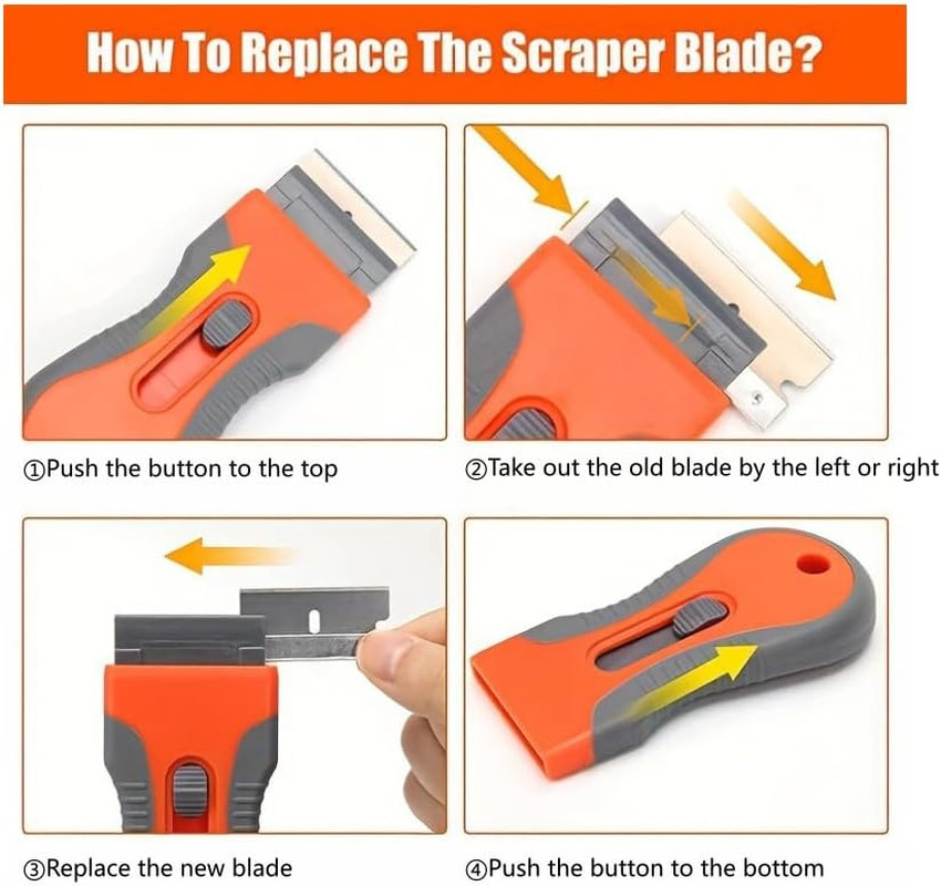 Retractable Razor Blade Scraper Tool, 2 Pack with 20 Extra Replacement Blades, S