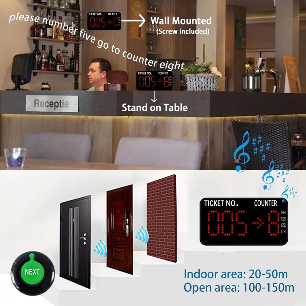 Number Calling System Take a Number System LED Queue Display Show Tickets Number