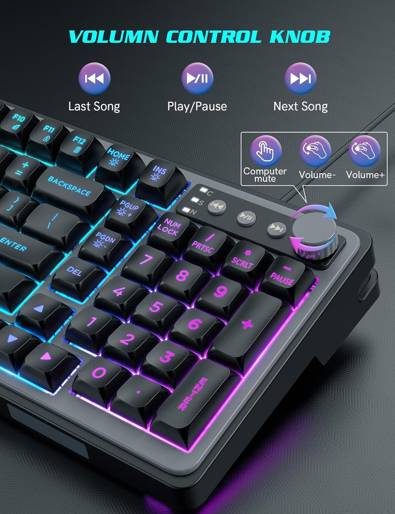 Gaming Keyboard and Mouse Combo - RGB Backlit 14 Lighting Effects USB Wired