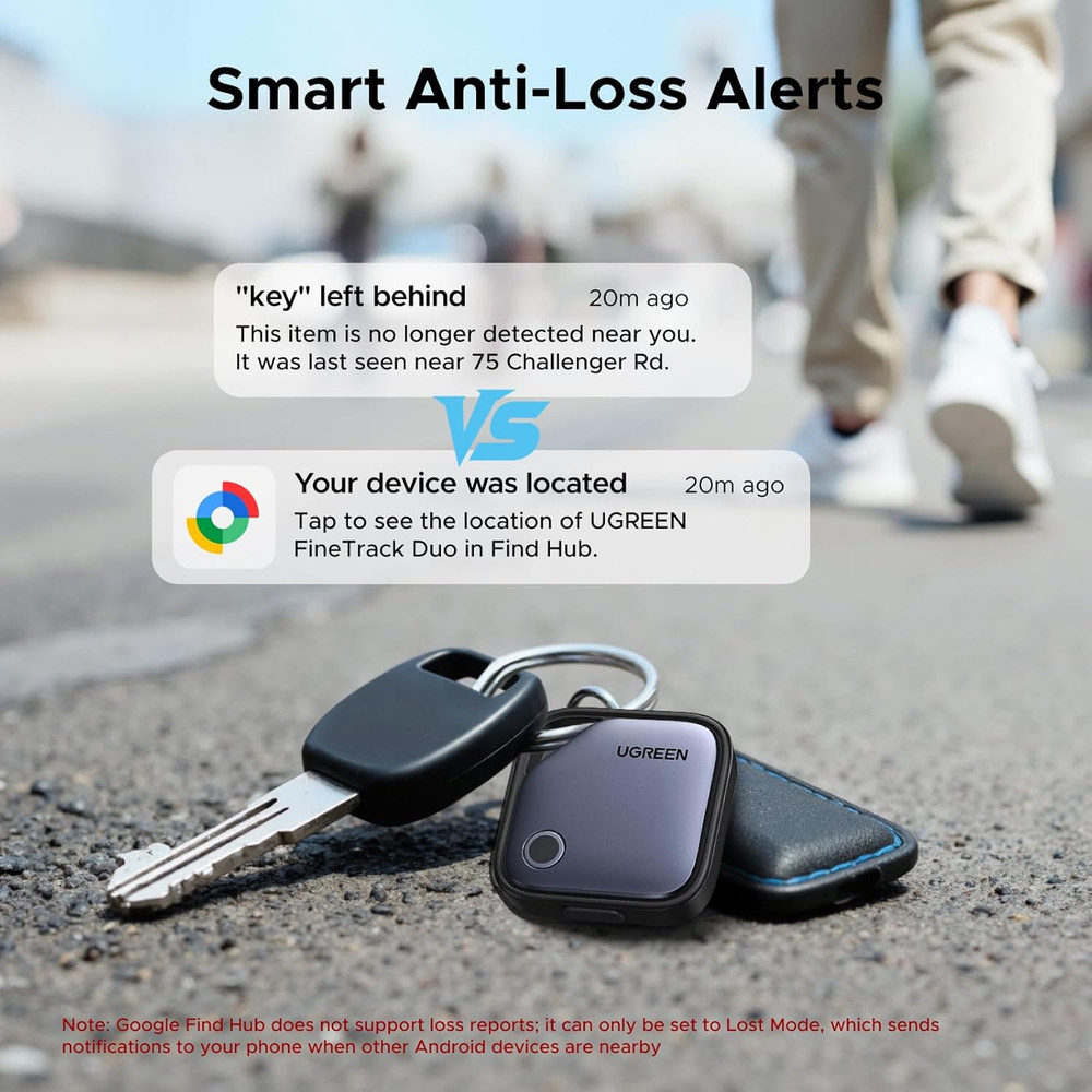 Finder Duo (Ios and Android) Air Tracker Tags 4 Pack, Rechargeable Bluetooth Tra
