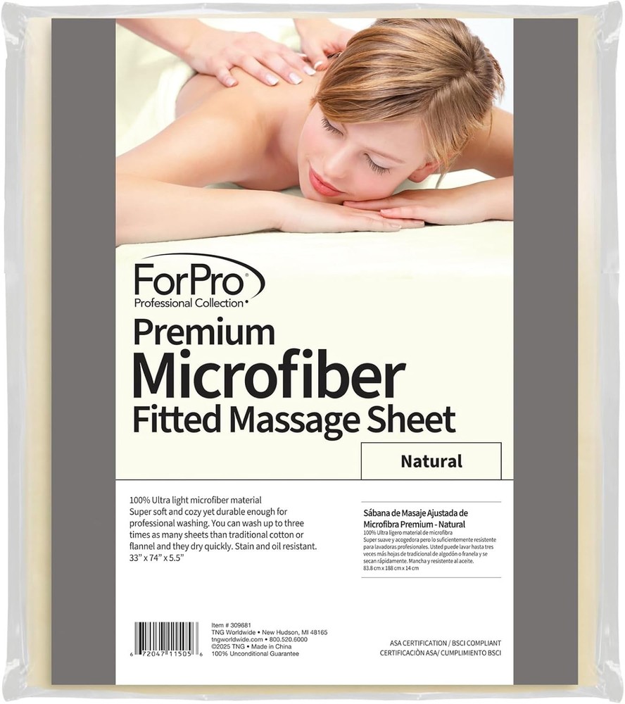 ForPro Microfiber Massage Fitted Sheet - Natural, King, 36x77, Wrinkle Resistant