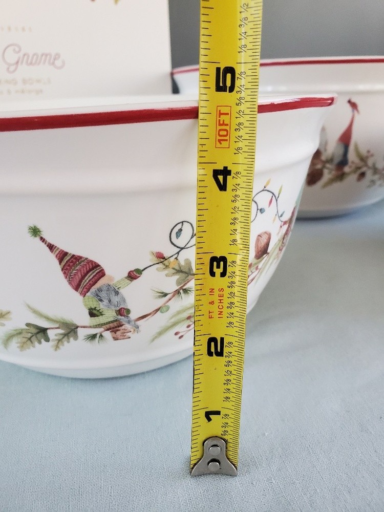Pottery Barn Forest Gnome Three Mixing Bowls Nesting 3 pc Set with Original Box