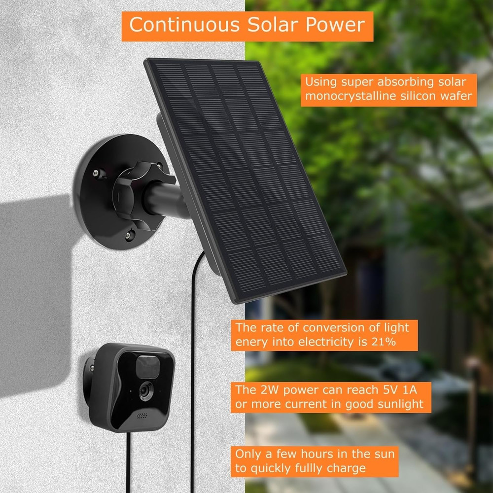 Solar Panel for Blink Camera Outdoor, 2W Blink Camera Solar Panel Compatible