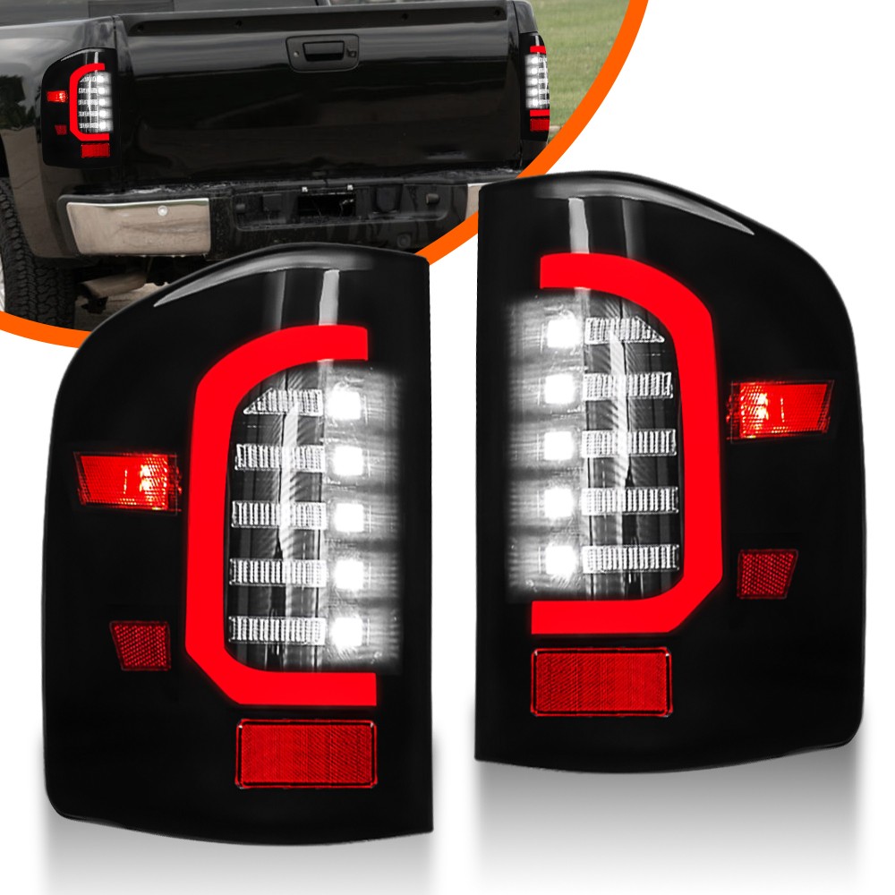 Pair Black Smoke LED Tail Lights for 2007-2013 2014 Chevy Silverado 1500 2500HD