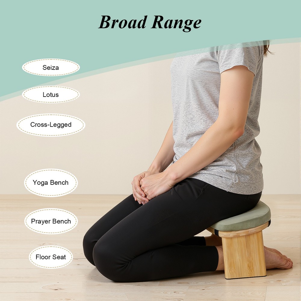 Foldable&Ergonomic Meditation Stool Foldable Kneeling Meditation Bench w/Cushion