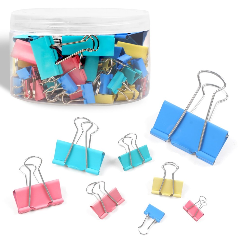 Joyberg 125Pcs Binder Clips Colored, 125PCS, Mixed Colors