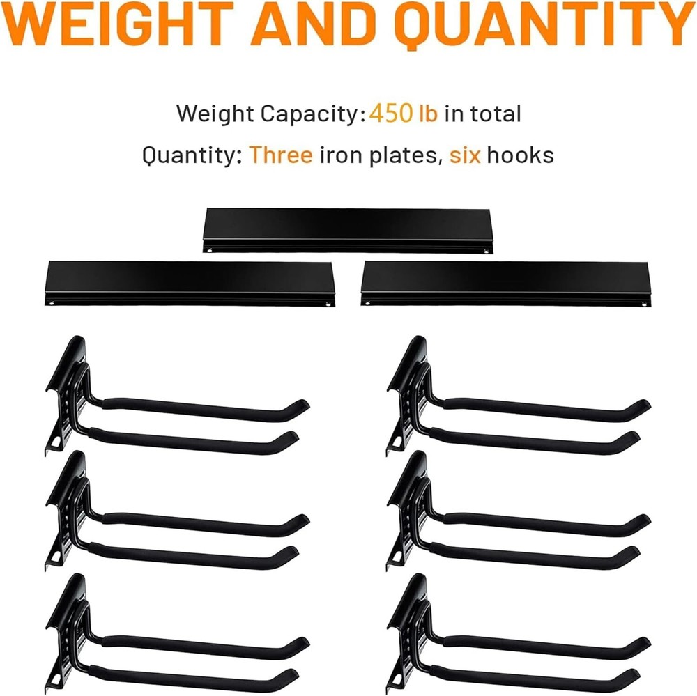 Versatile Garage Tool Storage Organizer - 450lb Capacity with Adjustable Hooks