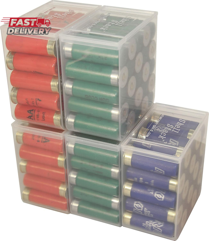 MTM SS25-00 Shell Stack 25 round Compact Shotshell Storage Box, Clear See-Thru,